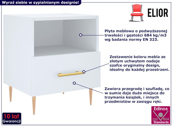 Biała klasyczna szafka nocna z szufladą R6-B96