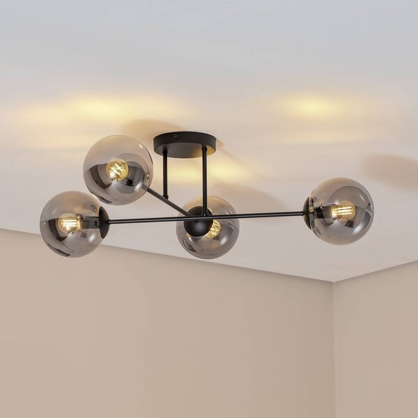 Lampa sufitowa Glassy Euluna, możliwość ściemniania, czarny, salon / jadalnia, szkło, nowoczesny