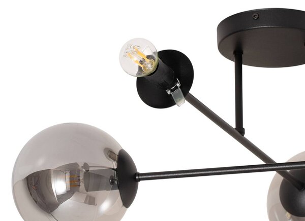 Lampa sufitowa Glassy Euluna, możliwość ściemniania, czarny, salon / jadalnia, szkło, nowoczesny