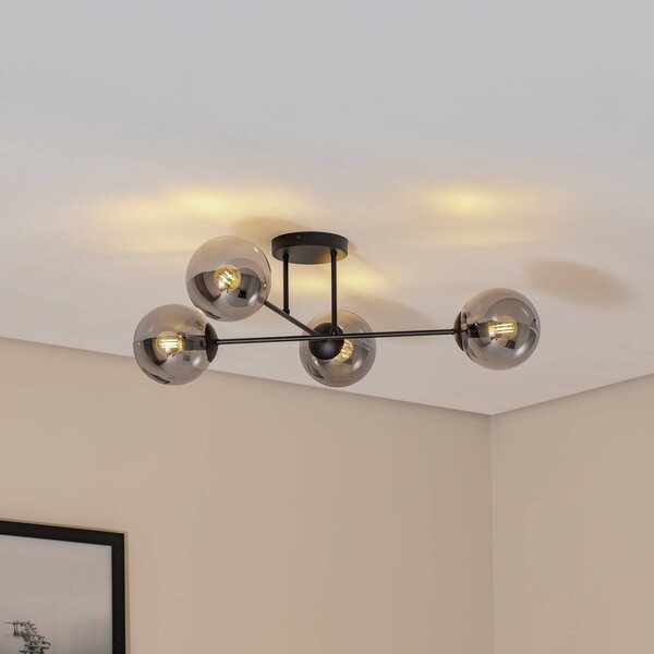 Lampa sufitowa Glassy Euluna, możliwość ściemniania, czarny, salon / jadalnia, szkło, nowoczesny