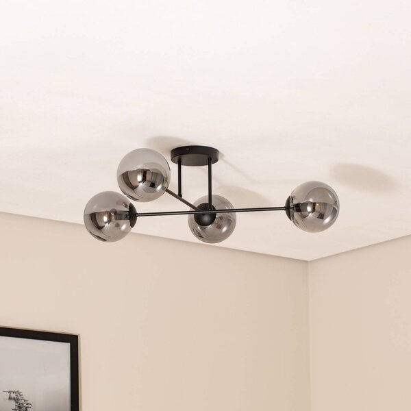 Lampa sufitowa Glassy Euluna, możliwość ściemniania, czarny, salon / jadalnia, szkło, nowoczesny