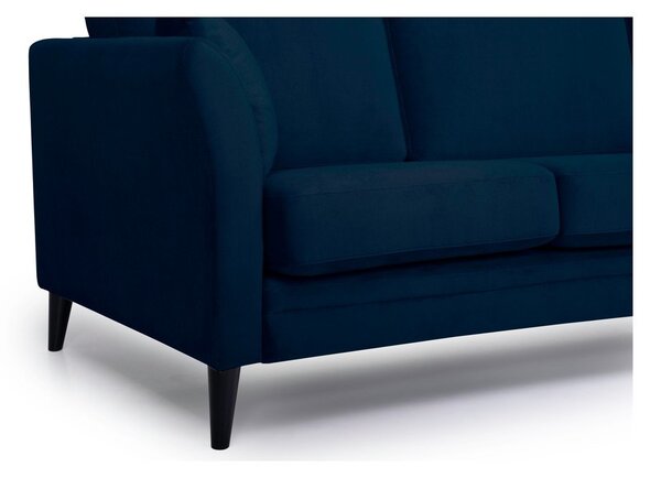 Ciemnoniebieska aksamitna sofa Scandic Eden, 237 cm