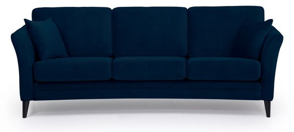 Ciemnoniebieska aksamitna sofa Scandic Eden, 237 cm