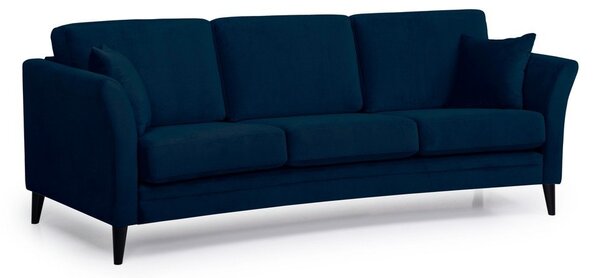 Ciemnoniebieska aksamitna sofa Scandic Eden, 237 cm