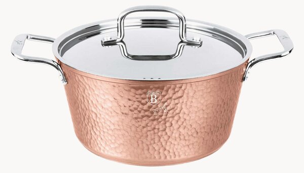 Garnek z powłoką zapobiegającą przywieraniu z miedzi z pokrywką Hammered Copper