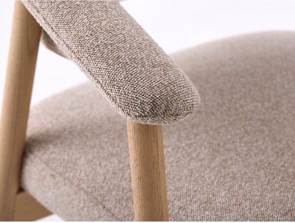 Beżowe fotele jadalniane zestaw z podłokietnikami 2 szt. z litego drewna dębowego Elk – Unique Furniture