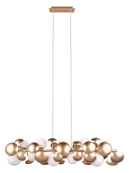 Lampa wisząca w biało-złotym kolorze ze szklanym kloszem Bubble – Trio Select
