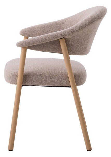 Beżowe fotele jadalniane zestaw z podłokietnikami 2 szt. z litego drewna dębowego Elk – Unique Furniture