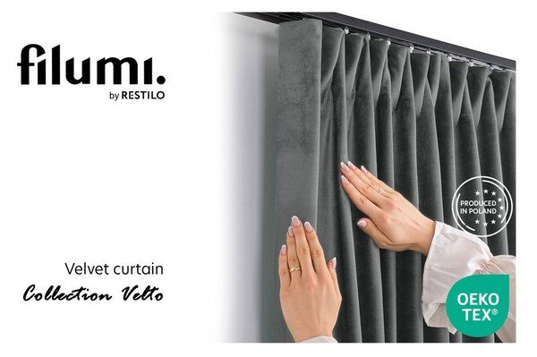 Ciemnoszara aksamitna zasłona częściowo zaciemniająca (dimout) 200x250 cm Velto – Filumi