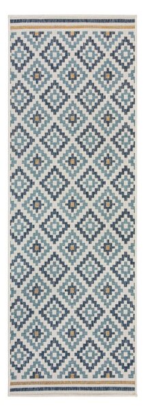 Żółto-niebieski dywan odpowiedni na zewnątrz 80x230 cm Zia Trellis – Flair Rugs