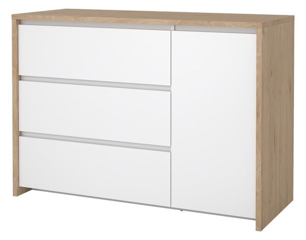 Biało-naturalna komoda w dekorze dębu 119x84x48 cm Next – Tvilum