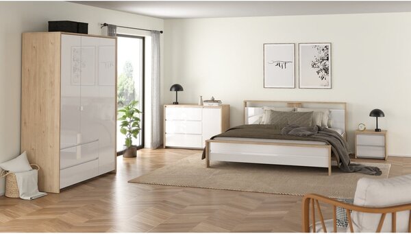 Biało-naturalna komoda w dekorze dębu 119x84x48 cm Next – Tvilum