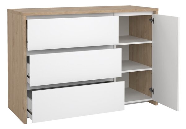 Biało-naturalna komoda w dekorze dębu 119x84x48 cm Next – Tvilum