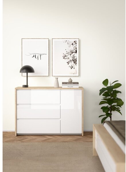 Biało-naturalna komoda w dekorze dębu 119x84x48 cm Next – Tvilum