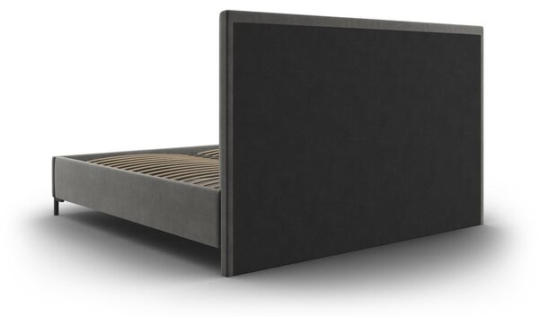 Szare tapicerowane łóżko dwuosobowe ze schowkiem i stelażem 180x200 cm Casey – Mazzini Beds