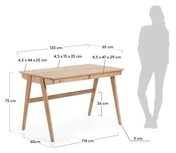 Biurko Kave Home Jakes Natural, 120x65 cm