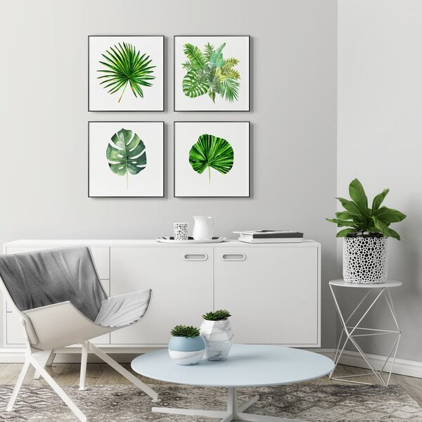 Obrazy zestaw 4 szt. 30x30 cm Monstera