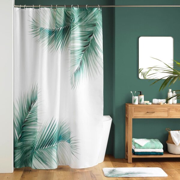 Biało-zielony dywanik łazienkowy do WC 45x45 cm Havane – douceur d'intérieur