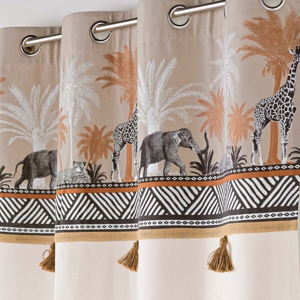 Brązowo-naturalna bawełniana zasłona 140x240 cm Kenya Lodge – douceur d'intérieur