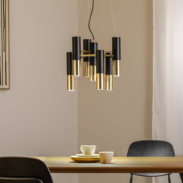 Lampa wisząca Orino Domiluce, możliwość ściemniania, mosiężny / złoty, salon / jadalnia, metal, nowoczesny