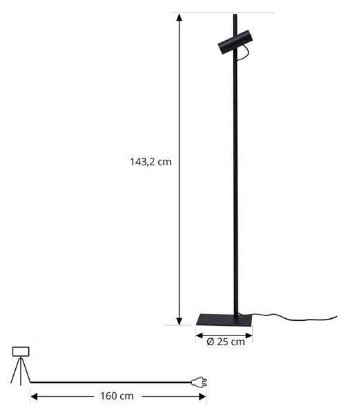Lucande - Lysias Lampa Podłogowa Czarny