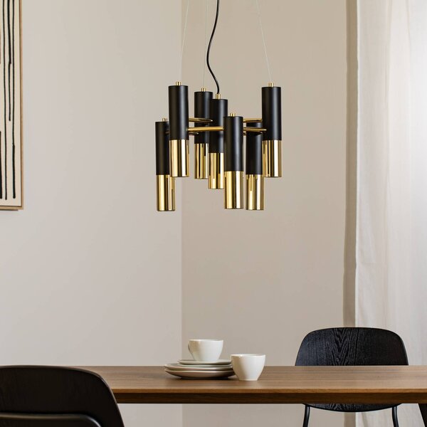 Lampa wisząca Orino Domiluce, możliwość ściemniania, mosiężny / złoty, salon / jadalnia, metal, nowoczesny