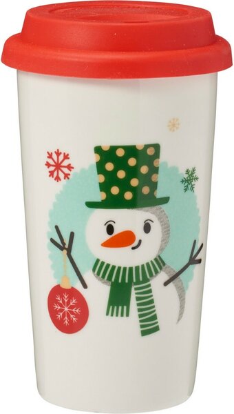 Kubek kamionkowy z pokrywką Bałwanek 400 ml