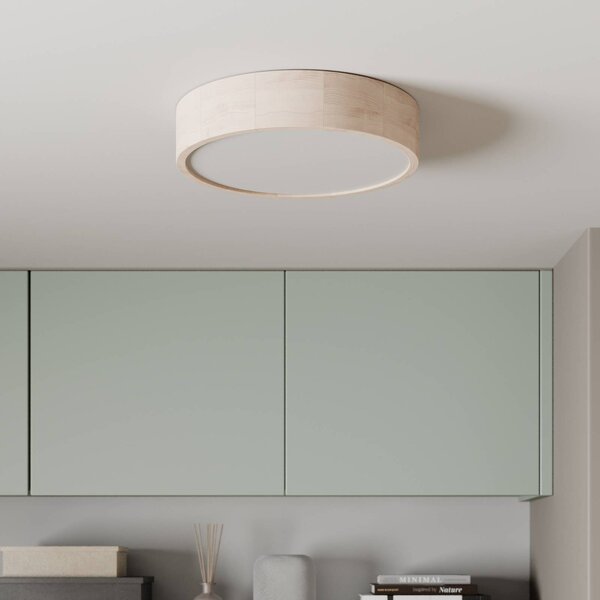 Lampa sufitowa Kerio Envostar, możliwość ściemniania, biały / opal, salon / jadalnia, drewno, nowoczesny