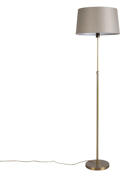 Lampa podłogowa brązowa z abażurem z lnu w kolorze taupe 45 cm, regulowana - Parte