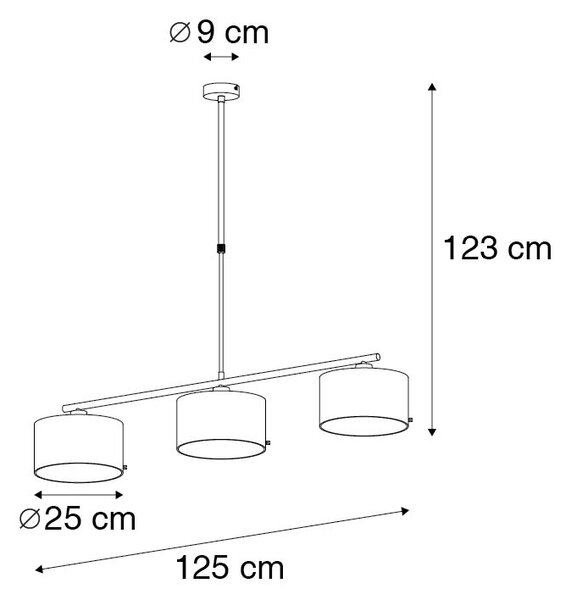 Nowoczesna lampa wisząca czarna ze złotem 125 cm 3-punktowa - VT 3 Oswietlenie wewnetrzne