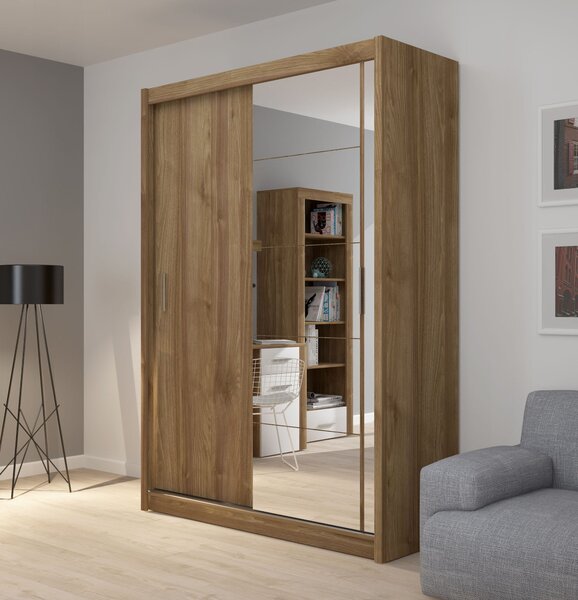 SZAFA PRZESUWNA GARDEROBA LUSTRO FADO 2D 150 cm ORZECH SELEKT