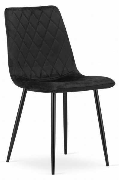 Czarne aksamitne krzesło TURIN z czarnymi nogami