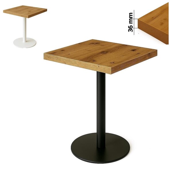 Stolik 60x60 cm kwadratowy, restauracja, kawiarnia, bar, blat 3,6 cm, noga Metal I ArtDHome