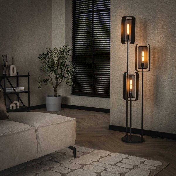ZIJLSTRA Lampa stojąca Alma, czarny, salon / jadalnia, metal, nowoczesny