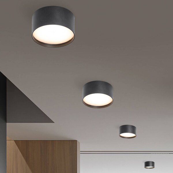 CMD Lampa sufitowa LED 9092, Ø 12 cm, antracyt, IP44, metal 9092, czarny, aluminium, nowoczesny