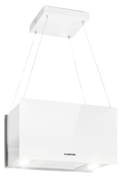Klarstein Kronleuchter L, okap kuchenny wyspowy, 60 cm, 590 m³/h, LED, panel dotykowy, kolor biały