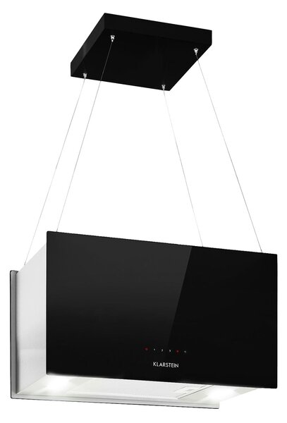 Klarstein Kronleuchter L, okap kuchenny wyspowy, 60 cm, 590 m³/h, LED, panel dotykowy, kolor czarny