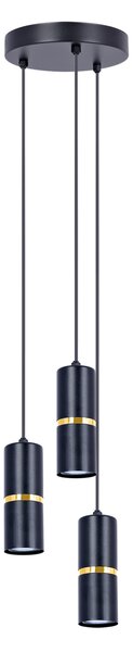 Czarno-złota lampa wisząca, trzy tuby na GU10 K-5242 z serii INES