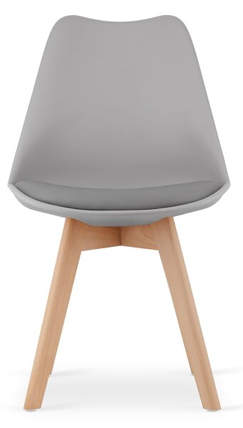Zestaw jadalniany 1 + 4, biały stół ADRIA 120x80 cm + jasnoszare krzesło BALI MARK z bukowymi nogami