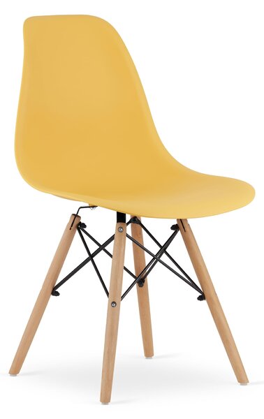 EMWOmeble Musztardowe krzesło skandynawskie OSAKA 3606 nogi naturalne / 4 sztuki