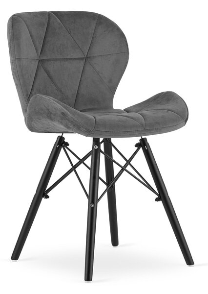 Krzesło Eliot szare tapicerowane aksamitne czarne nogi
