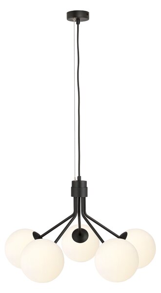 NOVA 5 BLACK/OPAL 1138/5 lampa wisząca design szklane klosze