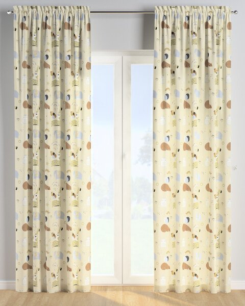 Zasłona na kanale z grzywką 1 szt. kolor beżowy tkanina wzorzysta