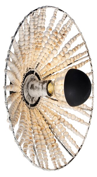 Orientalna lampa ścienna beżowa z koralikami - Moti