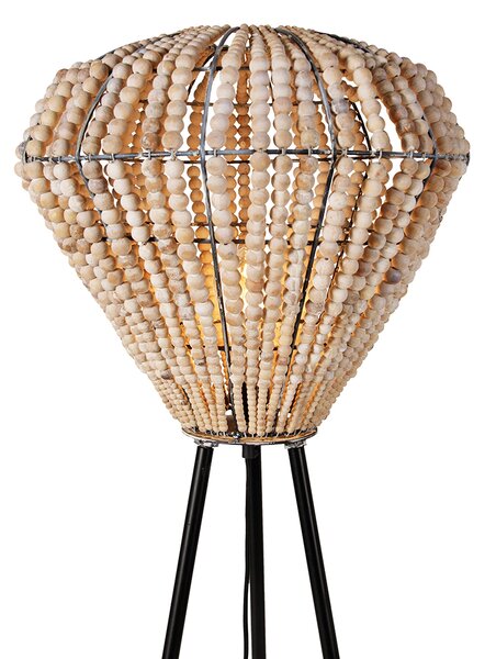 Orientalna lampa stojąca beżowa z koralikami - Moti
