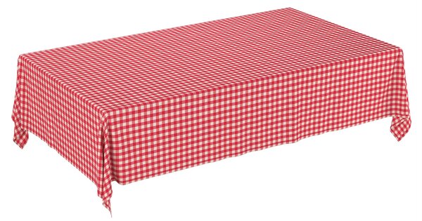 Obrus prostokątny kolor czerwony tkanina wzorzysta