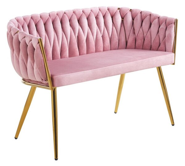 Sofa pleciona glamour do salonu piękności różowa welurowa złota ROSA