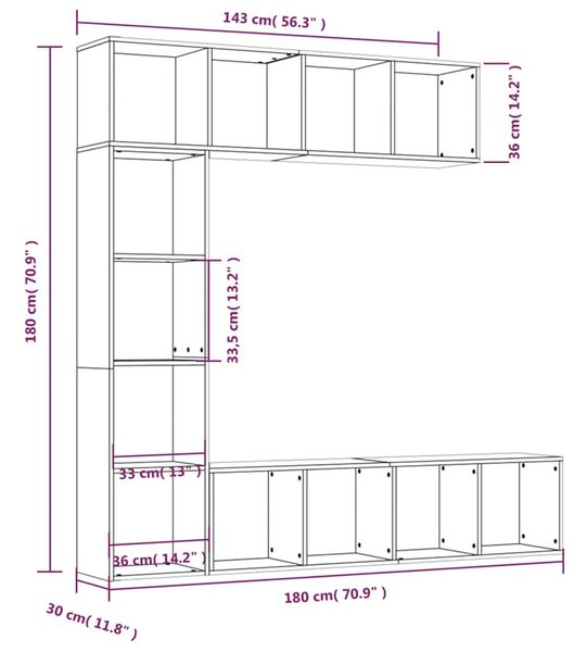 Modułowy potrójny regał wiszący beton B1-K96