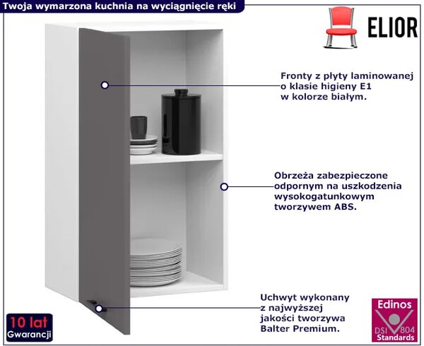 Szara minimalistyczna górna szafka do kuchni N9-B62