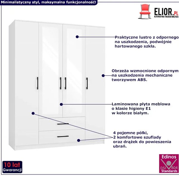 Biała Szafa Z Lustrem H7-H62